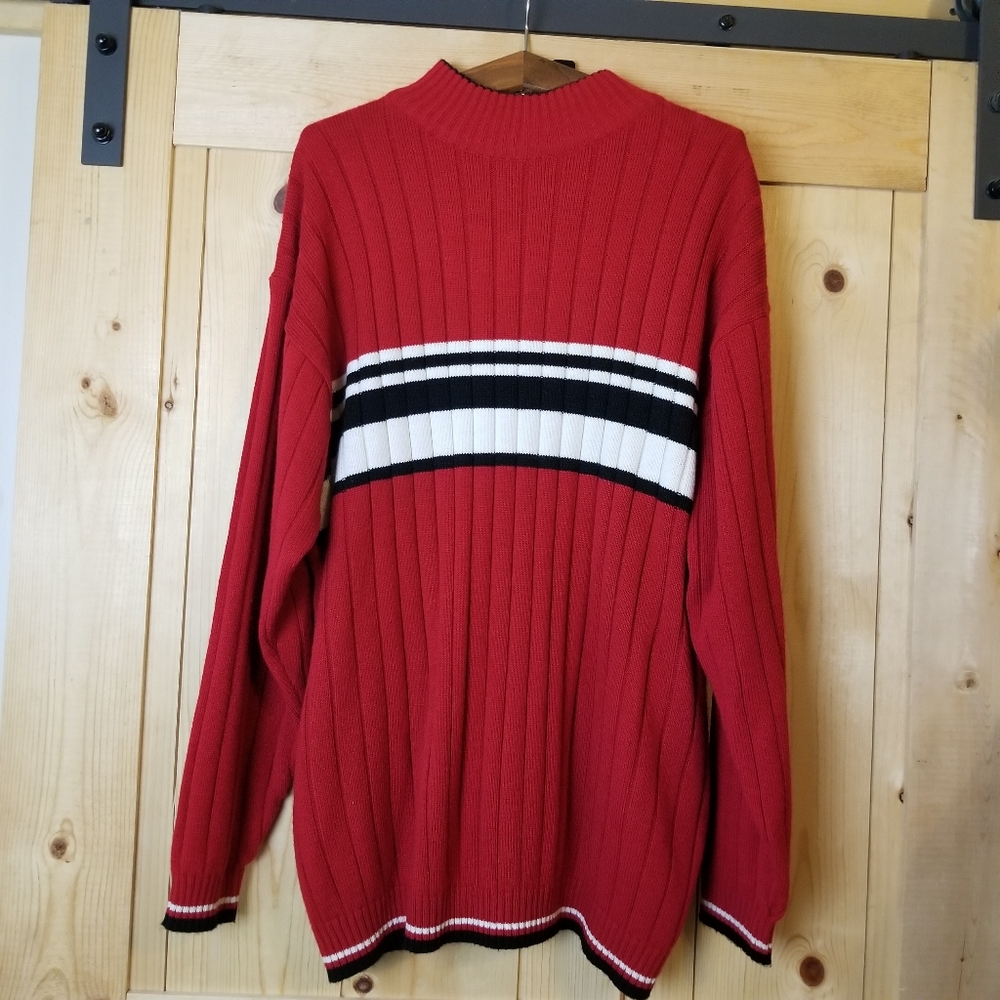 Vintage PJ Mark Center Stripes Crew Neck Long Sleeve Pullover Sweater